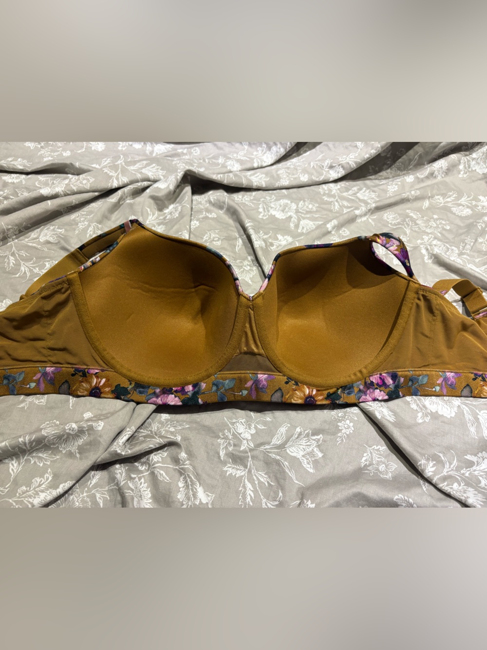 Cacique comfort bliss  lightly lined balconette bra bronze floral 40F 40DDD - Picture 2 of 8